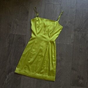 Sunday Best Satin Lime Green Mini Slip Dress